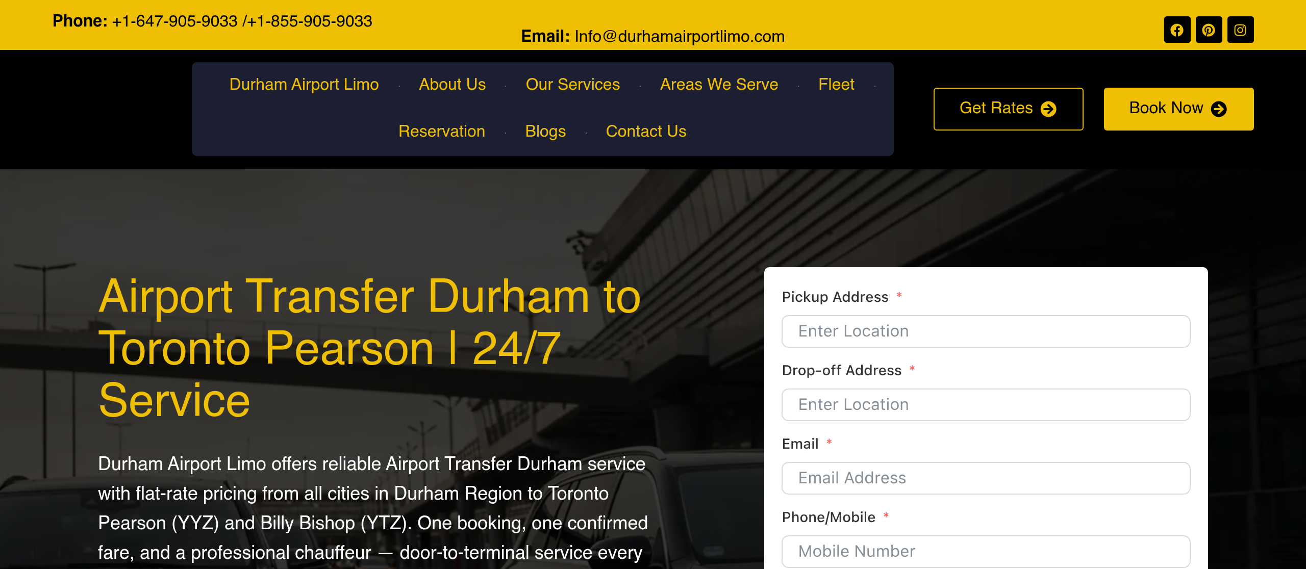 Airport Transfer service page
