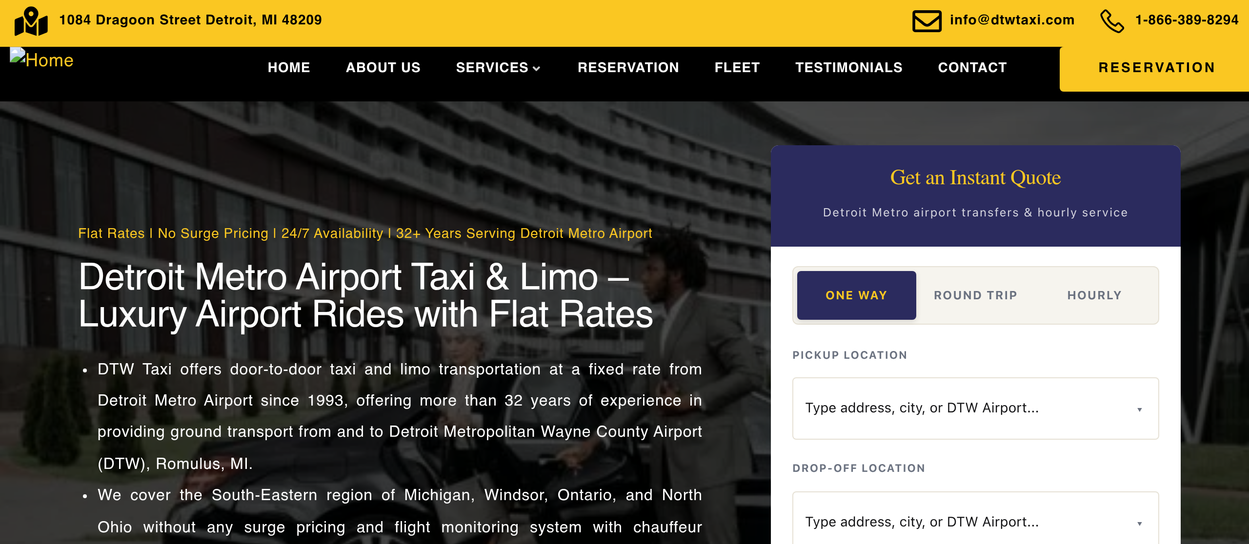 DTW Taxi homepage
