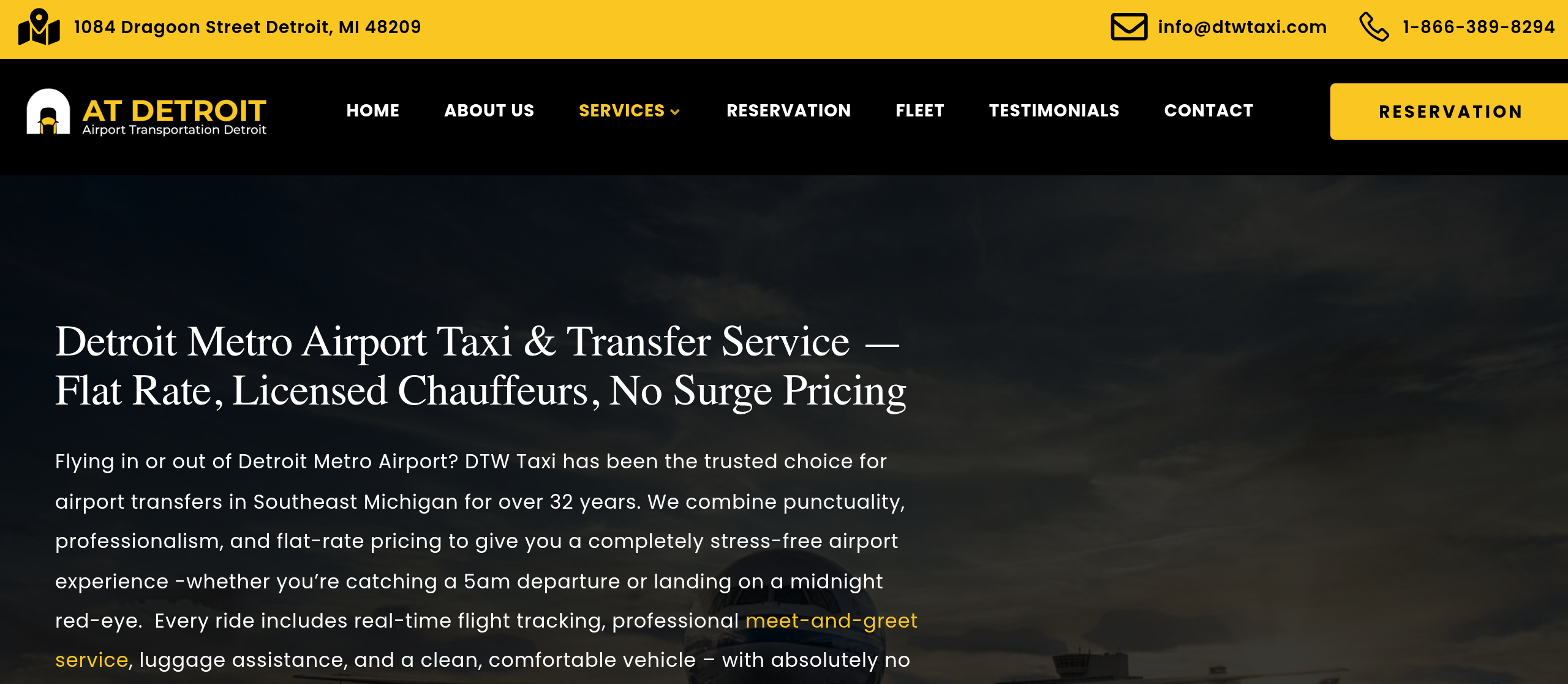 Airport Transfer service page