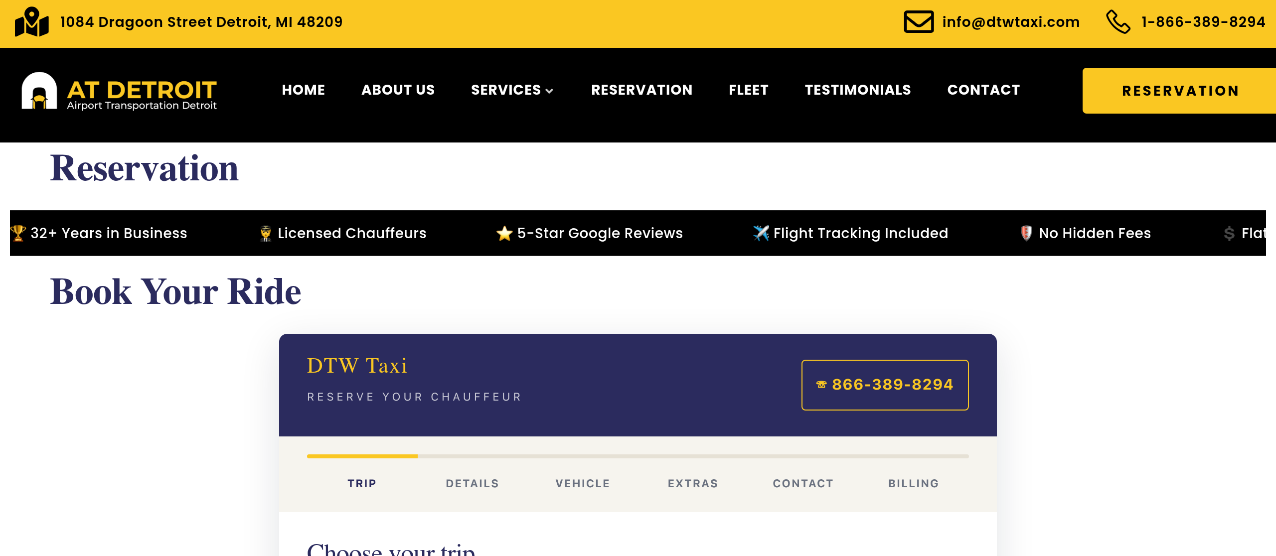 Reservation page