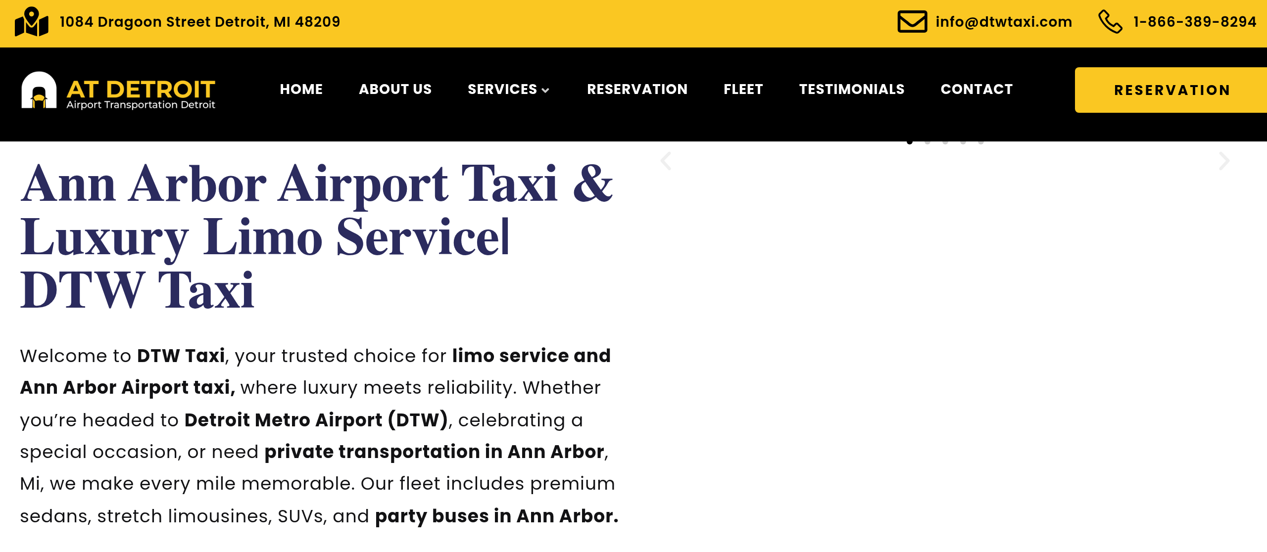Ann Arbor airport taxi page