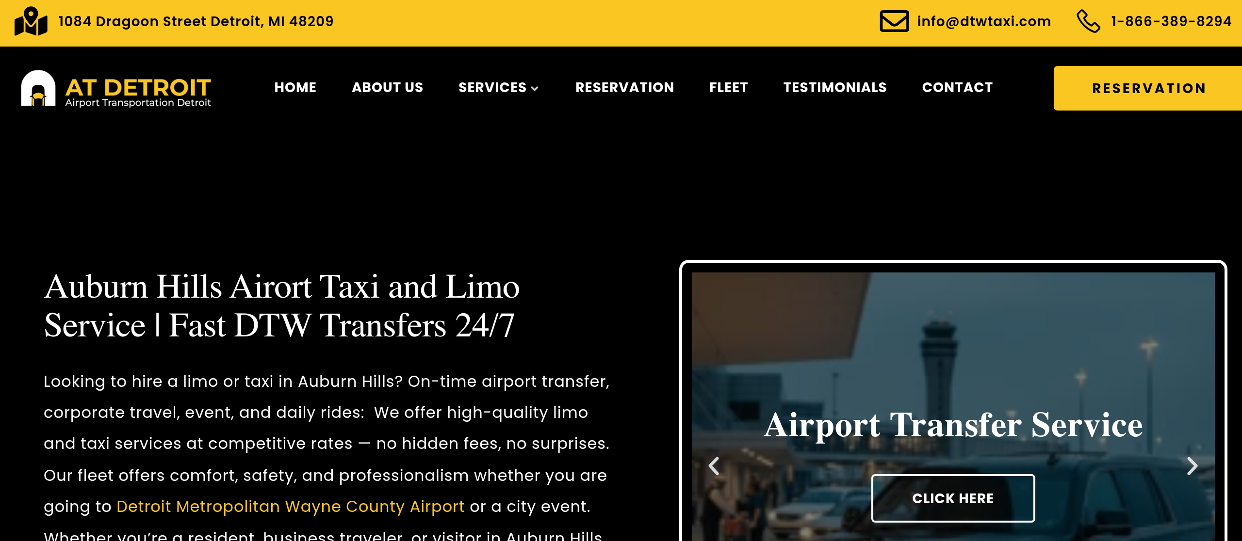 Auburn Hills airport taxi page