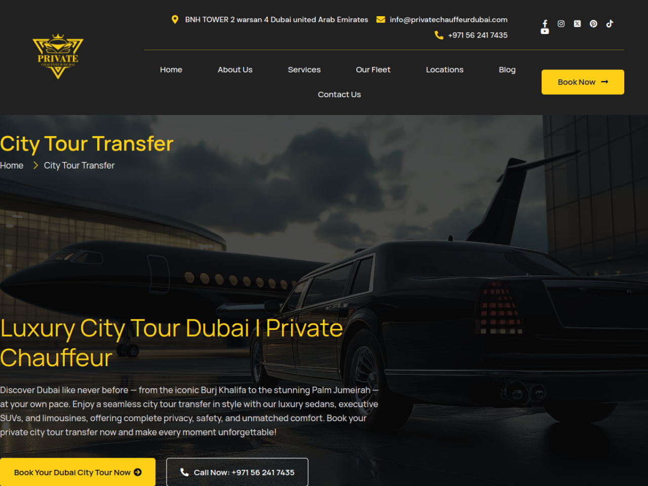 City Tour page — Burj Khalifa, Dubai Mall, Palm Jumeirah hourly packages