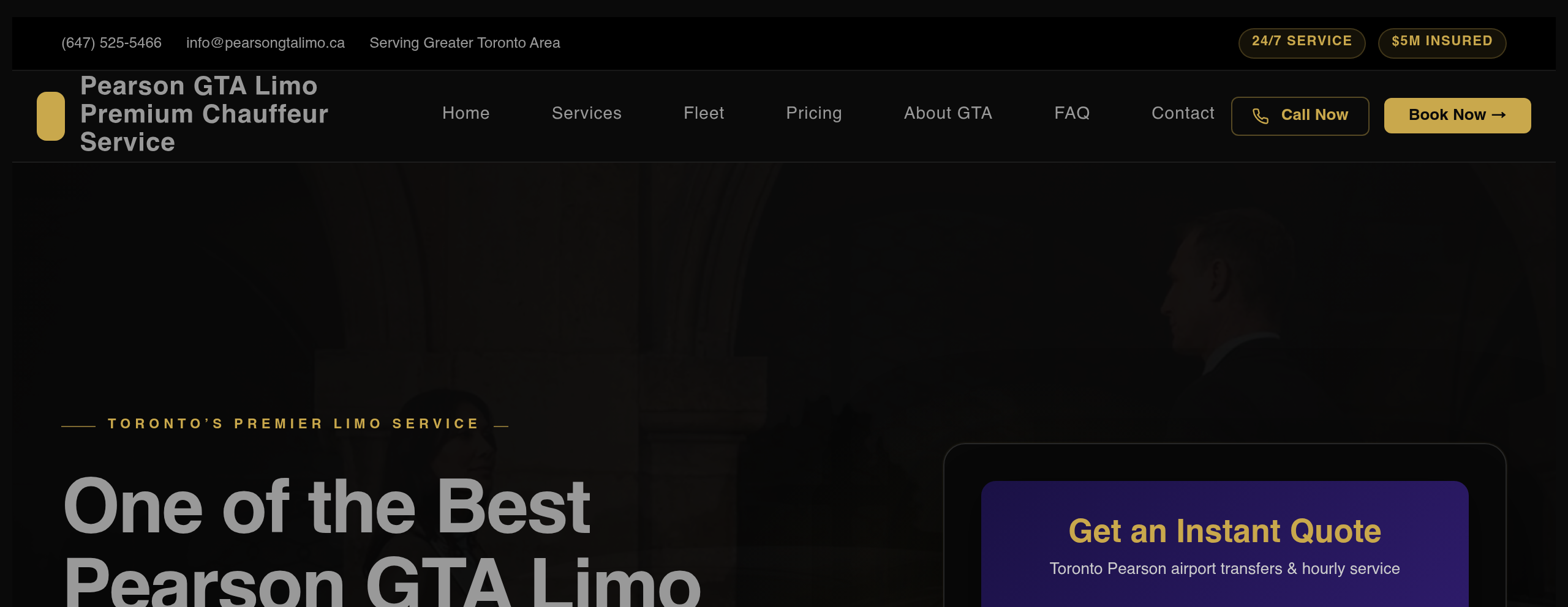 Pearson GTA Limo homepage
