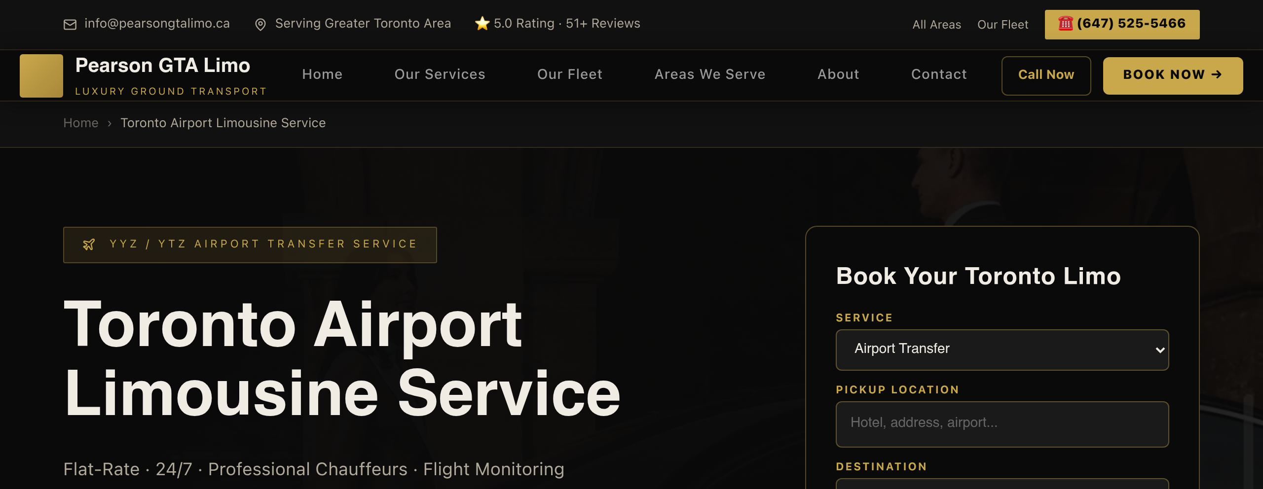 Toronto airport limousine page