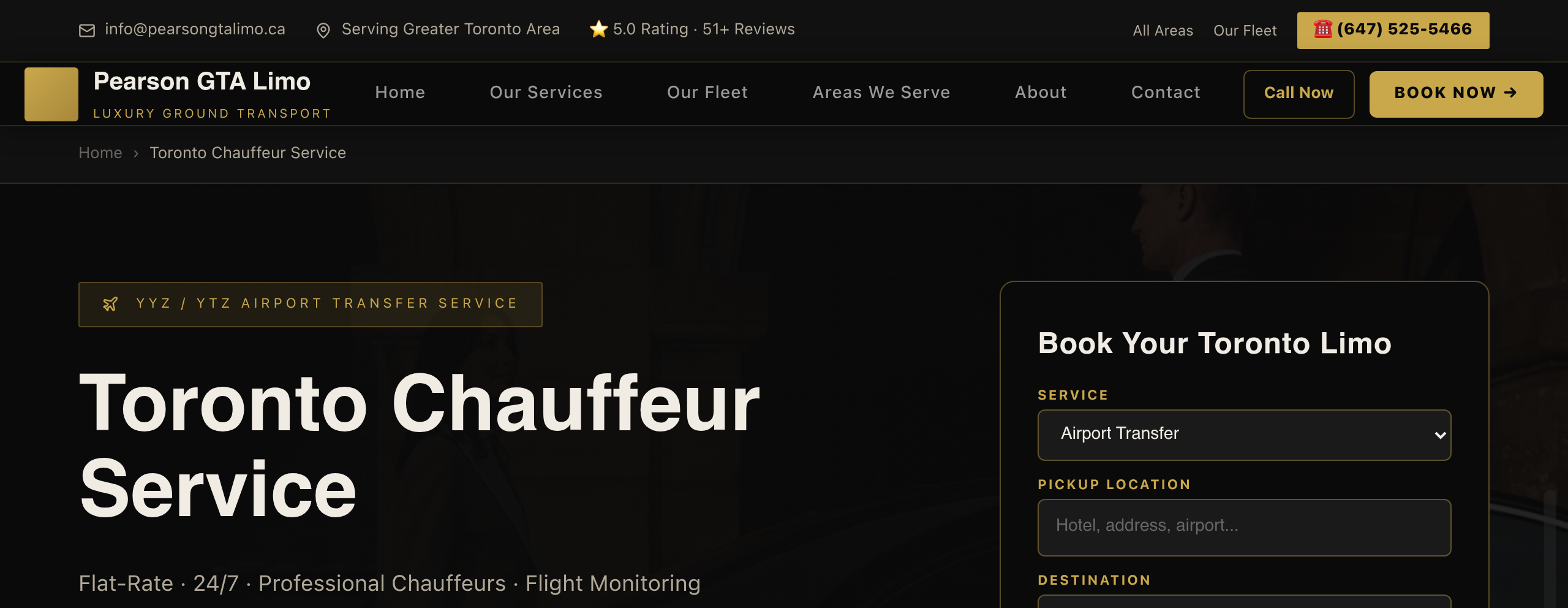 Toronto chauffeur service page