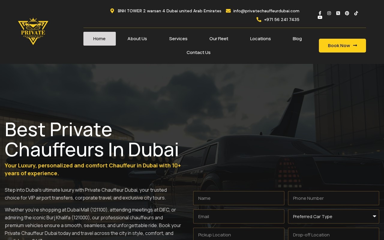 Private Chauffeur Dubai website designed by Grow Your Limo